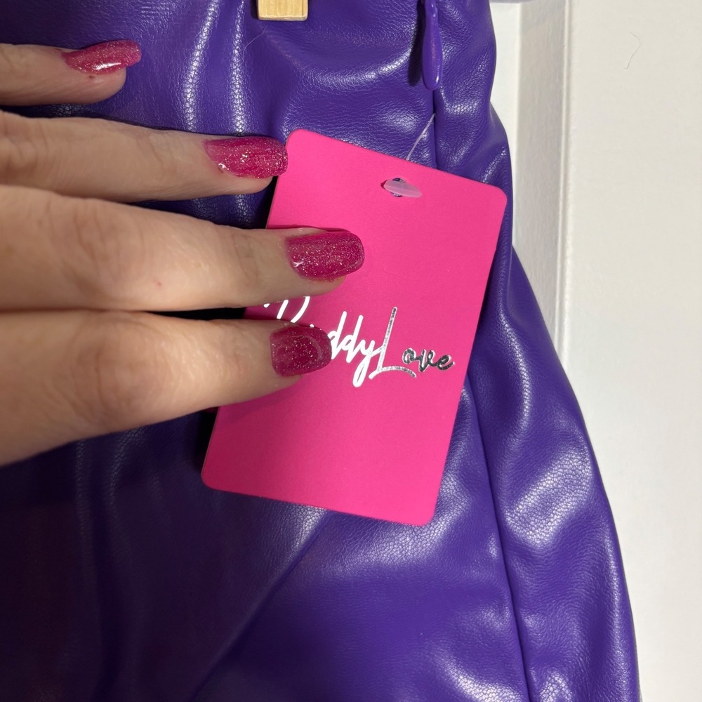 NWT Buddy Love Tatum Vegan Leather Purple Mini Skort Size Small - Picture 5 of 6